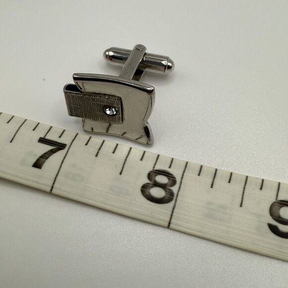 Vintage cuff links tie clips two sets silver toned mens jewelry late 1900s Swank - Picture 12 of 13